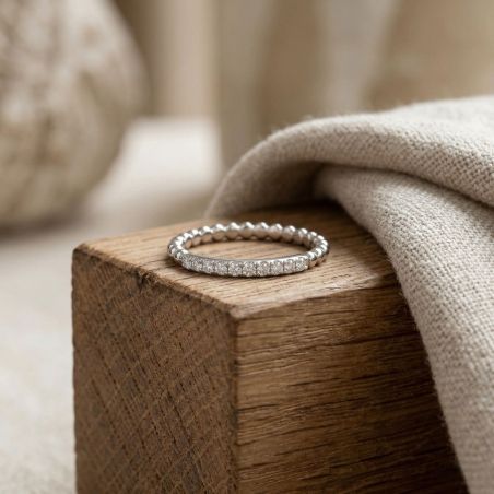Bague femme alliance perlée edora argent et oxydes edo70100946 – bagues de mariage