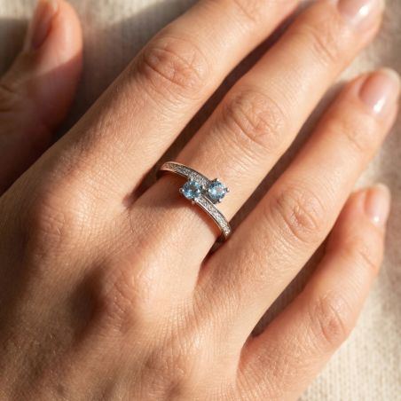 Bague Femme Toi et Moi EDORA Argent et Spinelles Bleues EDO70100868