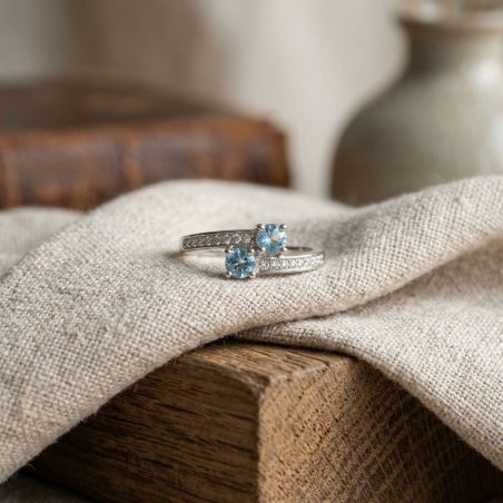 Bague femme toi et moi edora argent et spinelles bleues edo70100868 – bagues femme