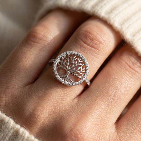 Bague Femme Arbre de Vie EDORA Argent et Oxydes EDO70100969