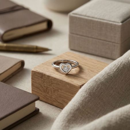 Bague femme solitaire cœur edora argent 925/1000 et oxyde edo70100837 – fête des mères