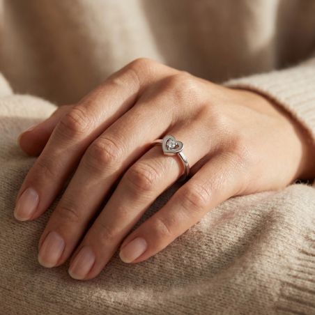Bague Femme Solitaire Cœur EDORA ARGENT 925/1000 et Oxyde EDO70100837