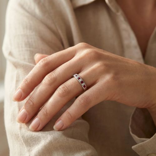 Bague Femme EDORA ARGENT 925/1000 Spinelles Rouges et Oxydes EDO70100914