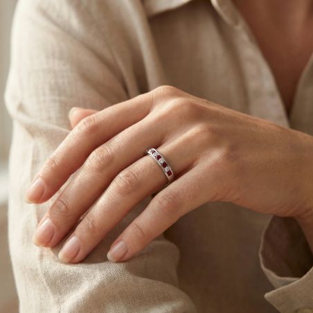 Bague Femme EDORA ARGENT 925/1000 Spinelles Rouges et Oxydes EDO70100914