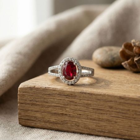 Bague femme entourage edora argent et oxyde rouge edo70100944 – bagues femme