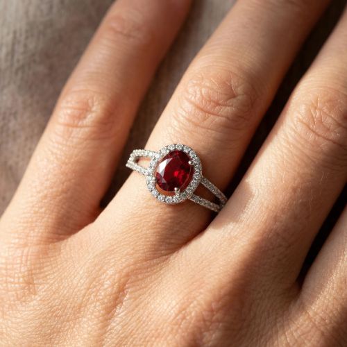 Bague Femme Entourage EDORA Argent et Oxyde Rouge EDO70100944