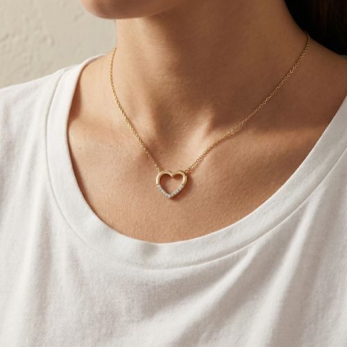 Collier femme coeur empierré EDORA PLAQUE OR et oxydes