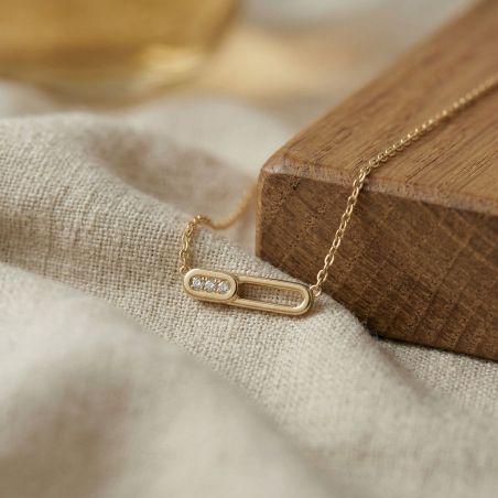 Collier femme épingle empierrée edora plaque or et oxydes – colliers femme
