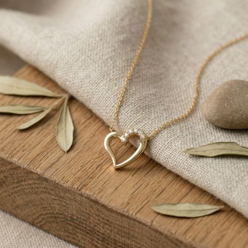 Collier femme coeur EDORA PLAQUE OR et oxydes
