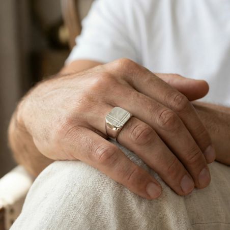 Bague Mixte Chevalière EDORA Argent EDO337417