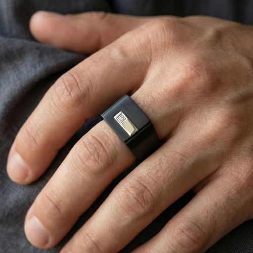 Bague Homme Chevalière PHEBUS Acier noir