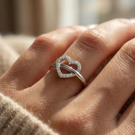 Bague Femme Coeur ARGENT 925/1000 et Oxydes