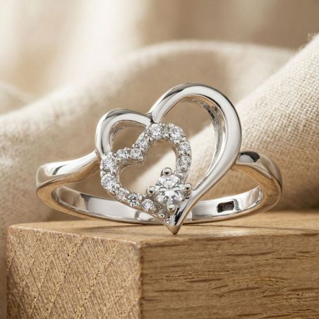 Bague femme cœurs argent 925/1000 et oxydes edo70100061 – solitaires femme