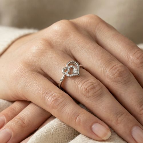 Bague Femme Cœurs ARGENT 925/1000 et Oxydes