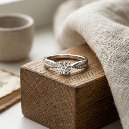 Bague Femme Solitaire ARGENT 925/1000 et Oxydes