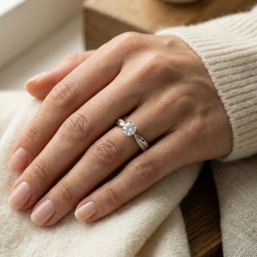 Bague Femme Solitaire ARGENT 925/1000 et Oxydes