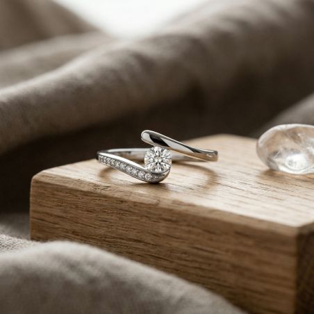 Bague femme solitaire argent 925/1000 et oxydes edo70100145 – solitaires femme