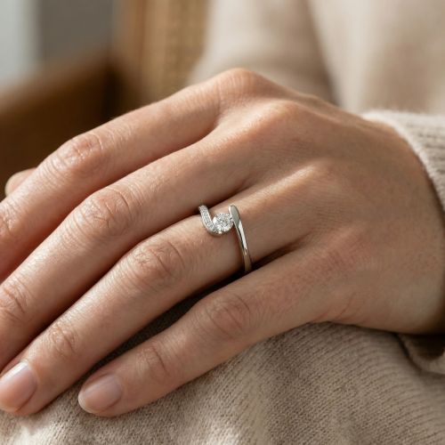 Bague Femme Solitaire ARGENT 925/1000 et Oxydes