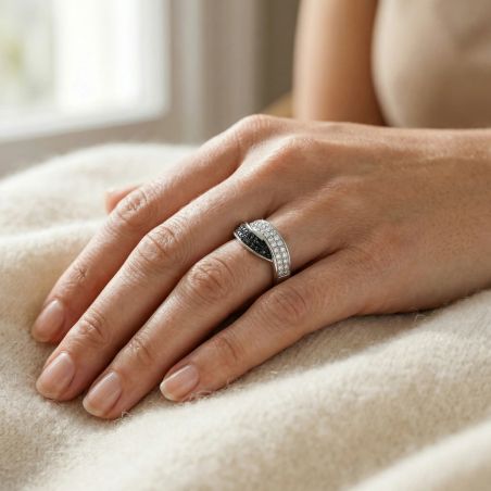 Bague Femme Croisée ARGENT 925/1000 et Oxydes