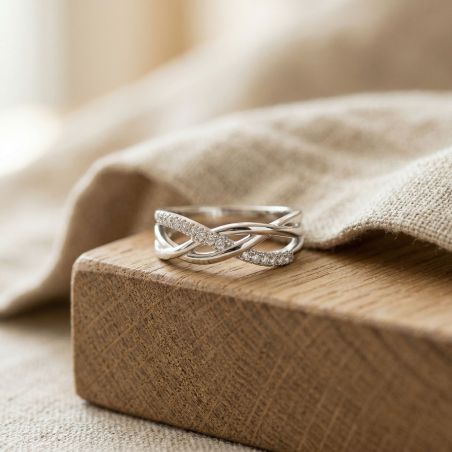 Bague femme entrelacée argent 925/1000 et oxydes edo70100168 – toutes nos bagues femme