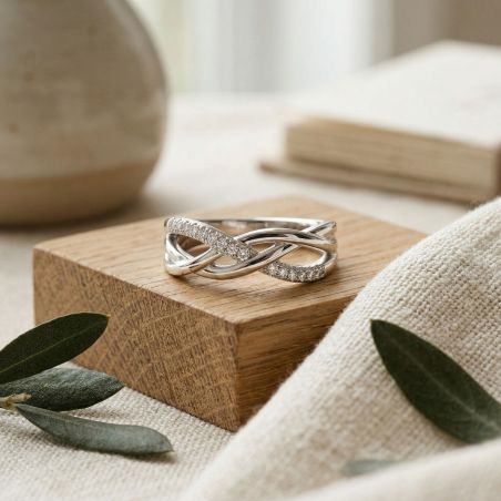 Bague femme entrelacée argent 925/1000 et oxydes edo70100168 – toutes nos bagues femme
