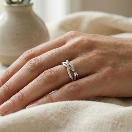 Bague Femme Entrelacée ARGENT 925/1000 et Oxydes