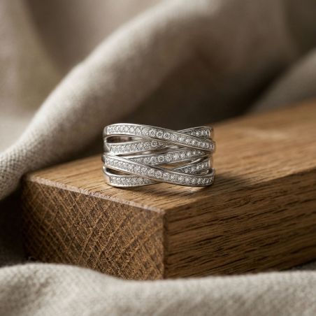 Bague femme entrelacée argent 925/1000 et oxydes edo70100191 – toutes nos bagues femme