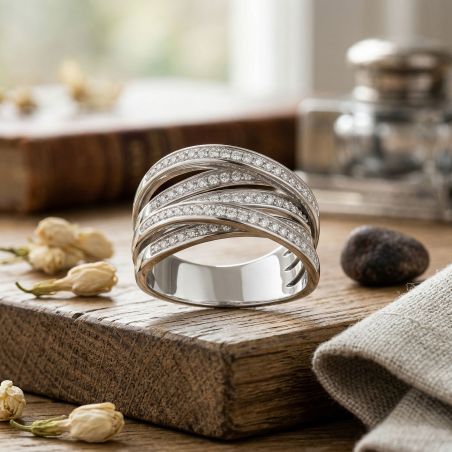 Bague femme entrelacée argent 925/1000 et oxydes edo70100191 – toutes nos bagues femme