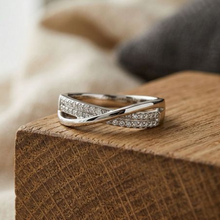 Bague femme alliance croisée edora argent 925/1000 et oxydes edo70100201 – bagues de mariage