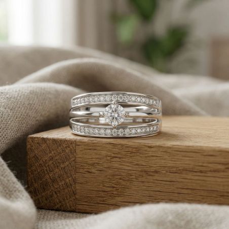 Bague femme solitaire argent 925/1000 et oxydes edo70100287 – toutes nos bagues femme