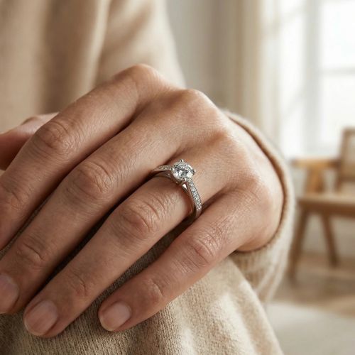 Bague Femme Solitaire ARGENT 925/1000 et Oxydes