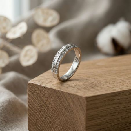 Bague femme alliance edora argent 925/1000 et oxydes edo70100329 – bagues de mariage