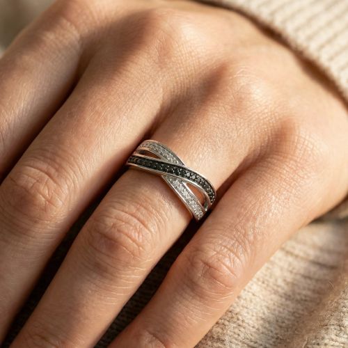 Bague Femme Croisée ARGENT 925/1000 et Oxydes