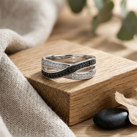 Bague femme croisée argent 925/1000 et oxydes edo70100352 – toutes nos bagues femme
