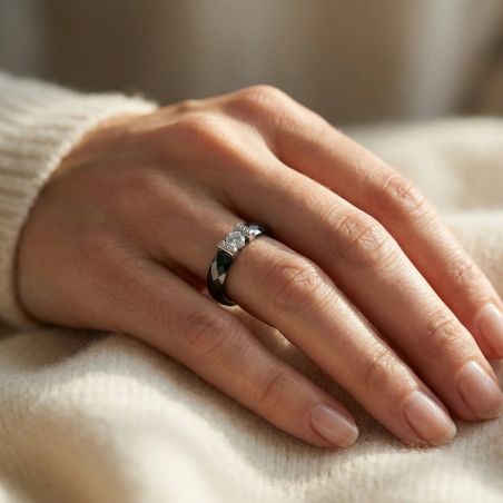 Bague Femme Solitaire ARGENT 925/1000, Céramique et Oxydes