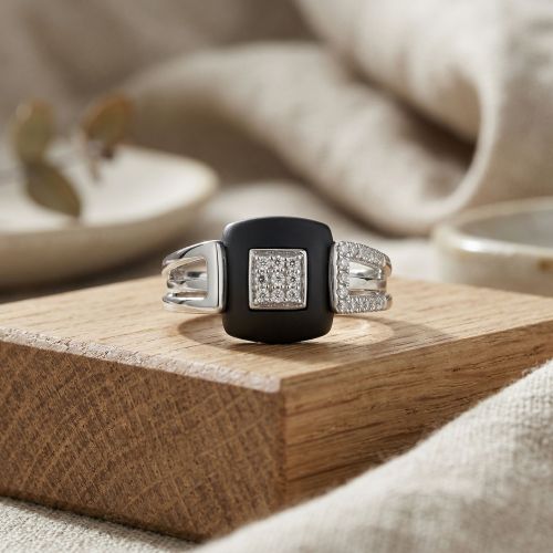 Bague Femme Pavage EDORA ARGENT 925/1000, Céramique et Oxydes