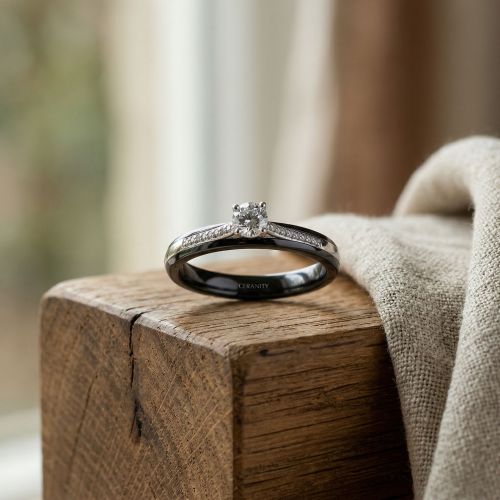 Bague Femme Solitaire ARGENT 925/1000, Céramique et Oxydes