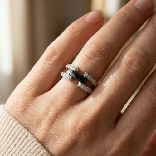 Bague Femme Pavage EDORA ARGENT 925/1000, Céramique et Oxydes
