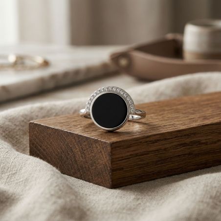 Bague femme disque edora argent 925/1000, céramique et oxydes – toutes nos bagues femme