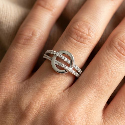 Bague femme cercle ARGENT 925/1000 et Oxydes