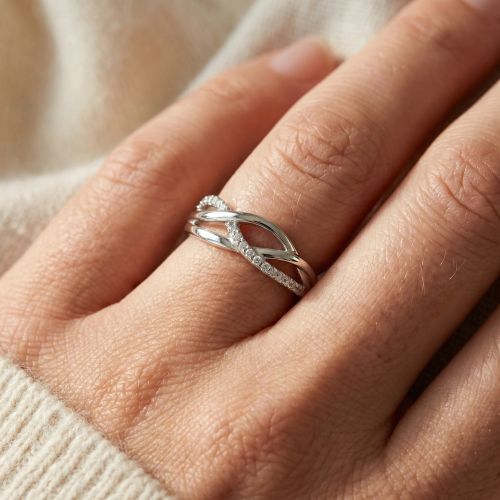 Bague Femme Entrelacée ARGENT 925/1000 et Oxydes