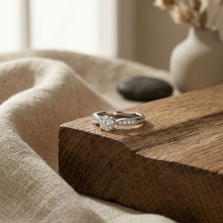 Bague femme solitaire accompagné argent 925/1000 et oxydes edo70100034 – solitaires femme