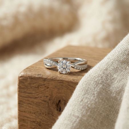 Bague femme solitaire accompagné argent 925/1000 et oxydes edo70100130 – bagues femme