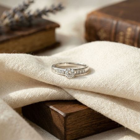 Bague femme solitaire accompagné argent 925/1000 et oxydes edo70100289 – solitaires femme