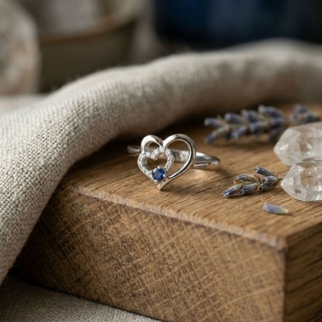 Bague femme coeurs argent 925/1000 et spinelle bleue edo70100654 – toutes nos bagues femme