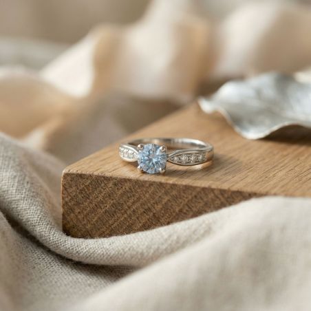 Bague femme solitaire accompagné argent 925/1000 et spinelle bleue edo70100686 – solitaires femme