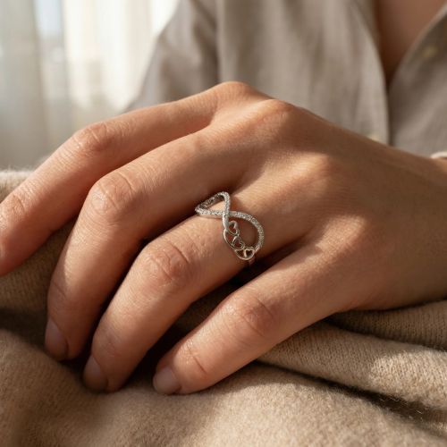 Bague femme coeurs infini EDORA ARGENT 925/1000 et Oxydes