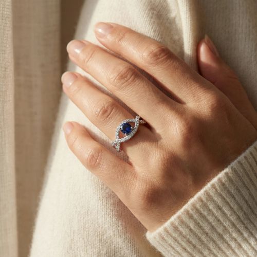 Bague femme EDORA ARGENT 925/1000 et Spinelle bleue
