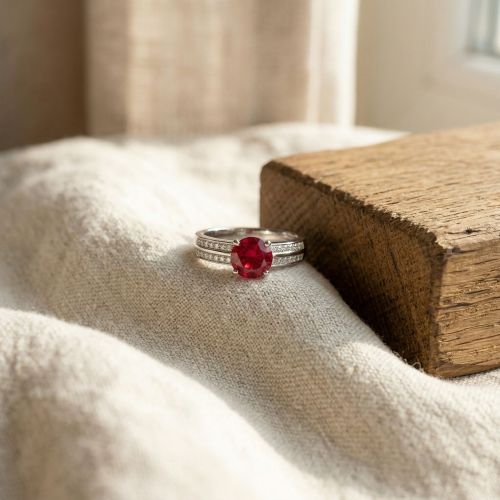 Bague femme EDORA ARGENT 925/1000 et Spinelle Rouge