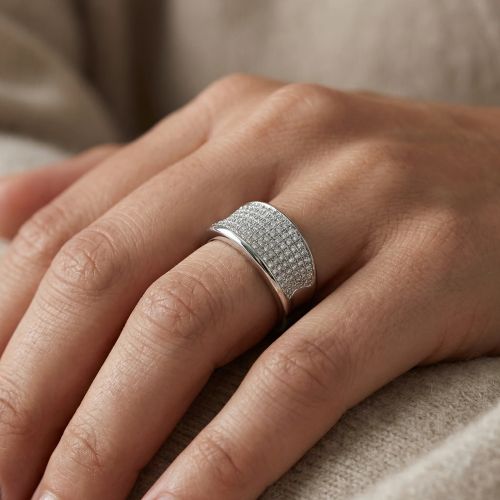 bague femme pavage EDORA ARGENT 925/1000 et Oxydes